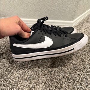 Nike Kids Black Sneakers with White Swoosh